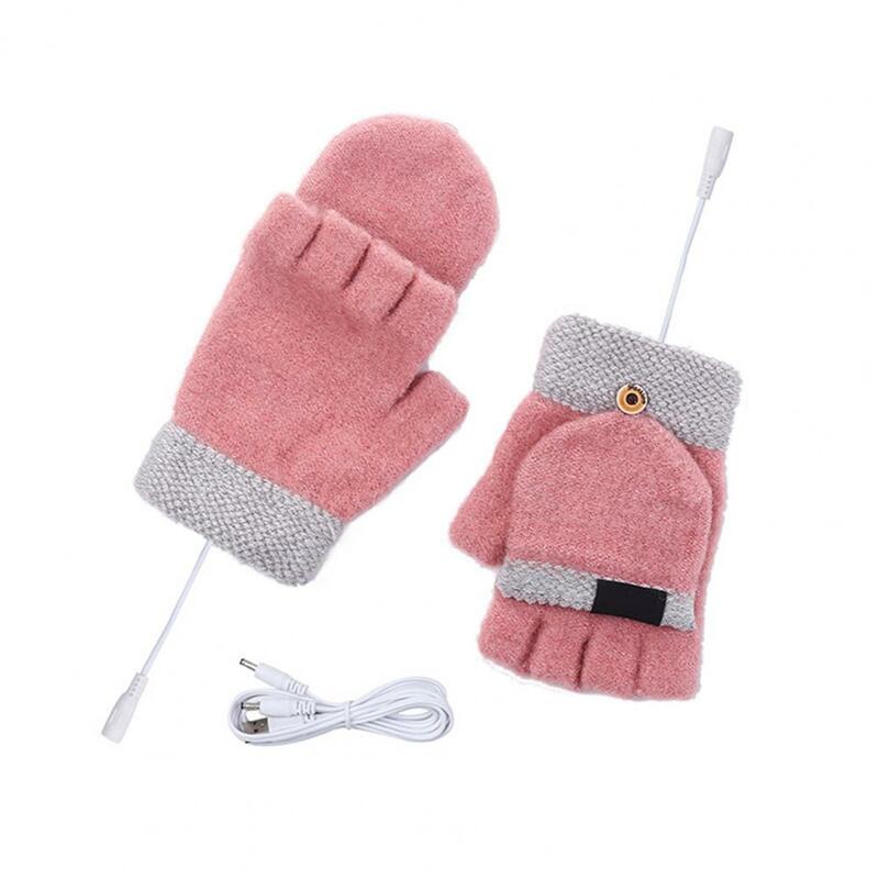 Usb mittens 1 conjunto inteligente respirável meio dedo outono inverno luvas elétricas acessório de escritório