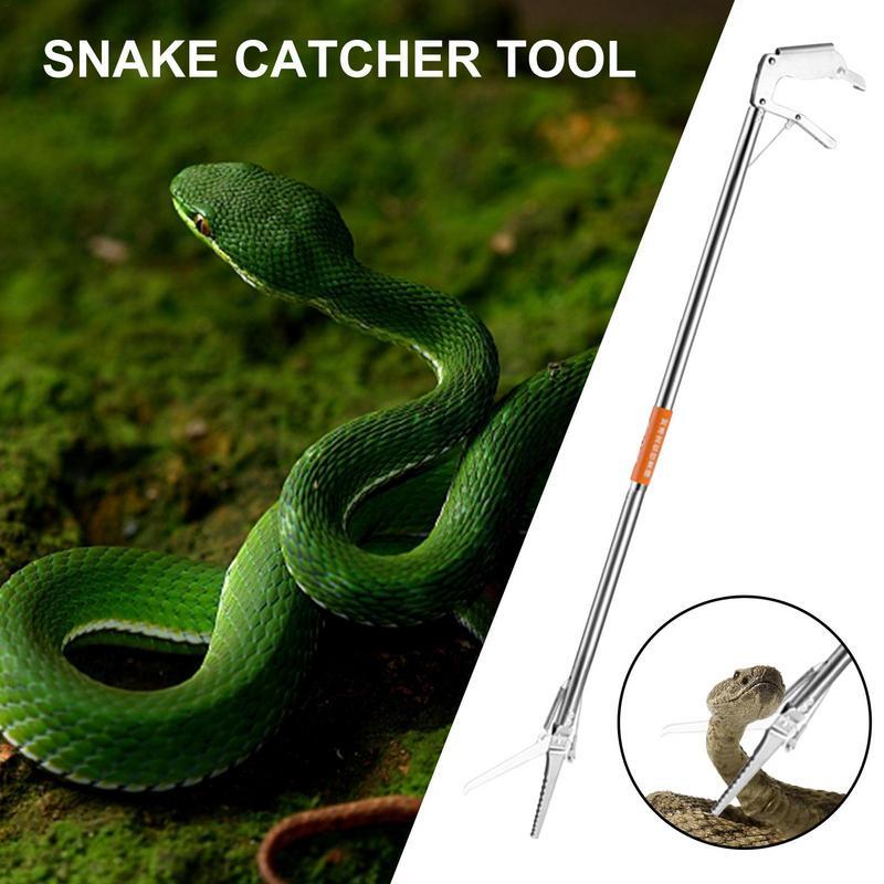 Dobrável Snake Catcher Tongs, Snake Tong, Aço inoxidável, Reptile Grabber Stick Tool