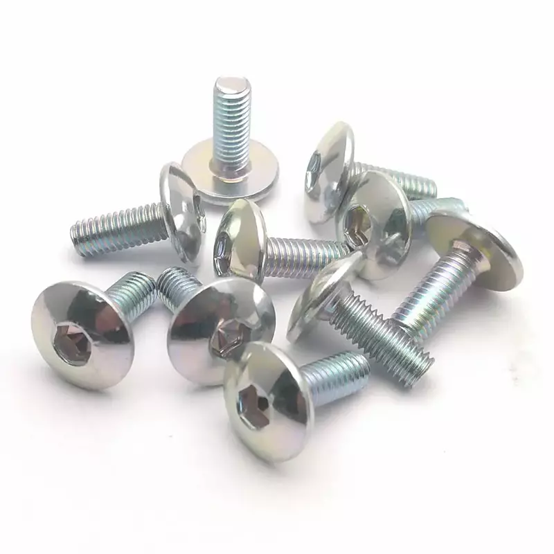 10pcs Big Flat Round Head Inner Hexagon Screw Bolt M6 6mm M6X16 for Motorcycle Scooter ATV Moped Plastic Cover