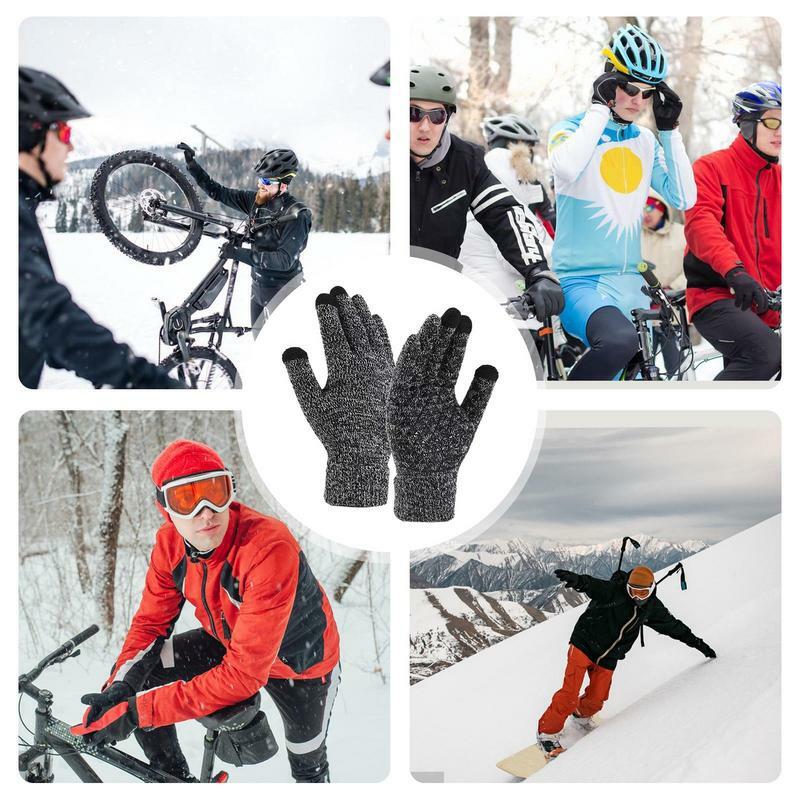 Nowe męskie damskie ciepłe rękawiczki zimowe z ekranem dotykowym plus polar rękawice zimne ciepłe wełniane rękawiczki z dzianiny do zimowych wędrówek narty terenowe