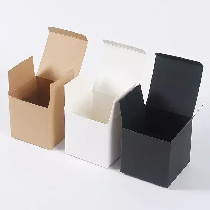 Caja de regalo de papel Kraft cuadrada de varios tamaños, embalaje plegable, negro, blanco, marrón, caja de propuesta para fiesta de cumpleaños nupcial, 20 piezas, 50 piezas