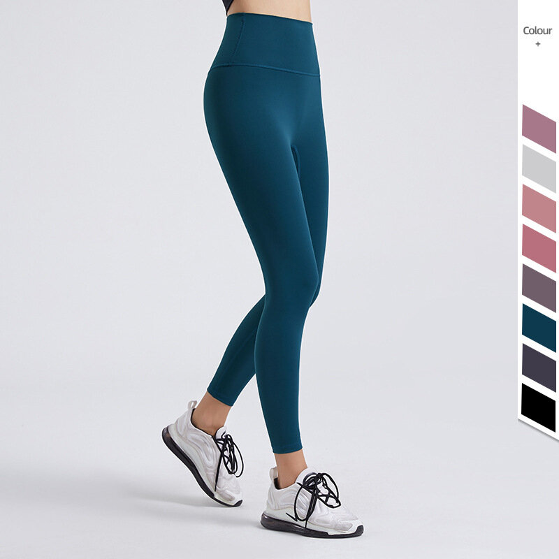 Lulu pantaloni da Yoga a vita alta per le donne Leggings elastici attillati per il sollevamento del culo sport Fitness gambe da corsa e diradamento nuovo