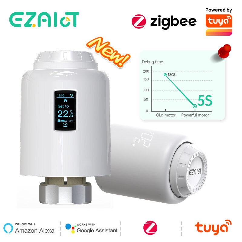 Termostato inteligente TRV ZigBee programable, válvula de radiador Tuya, controlador de temperatura, calentador doméstico, Control por voz Alexa y Google