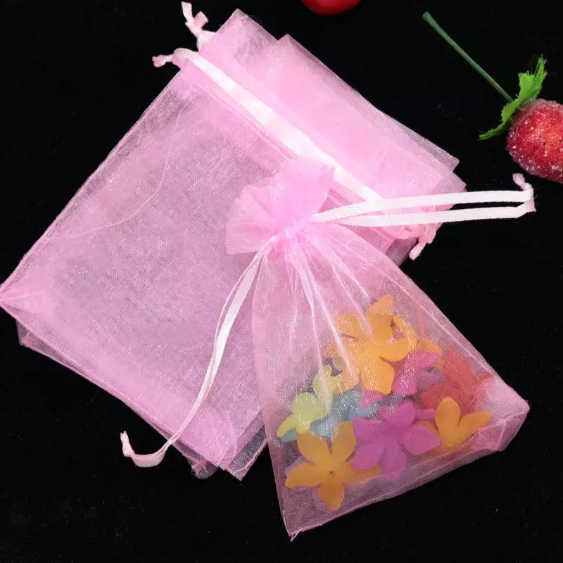 Novo 10 pçs (8 tamanhos) sacos de organza festa de casamento malotes saco de presente agradável 21 cores seleção jóias embalagem saco de gaze transparente