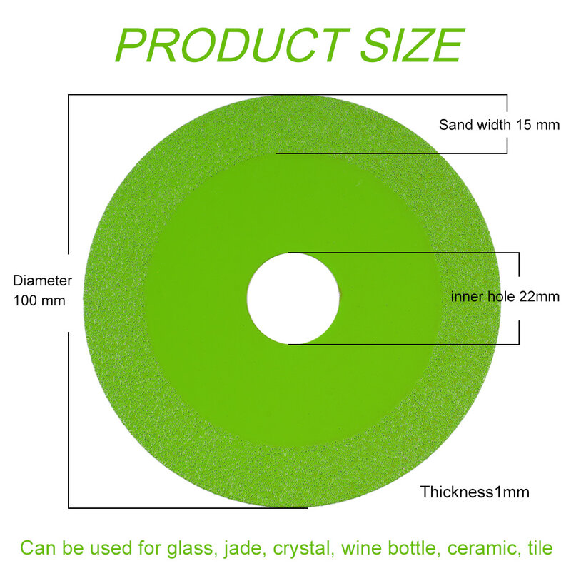 Durevole 100% nuovissimo attrezzatura per officina per la casa e il giardino disco abrasivo utensile elettrico taglio del vetro diamantato giada verde