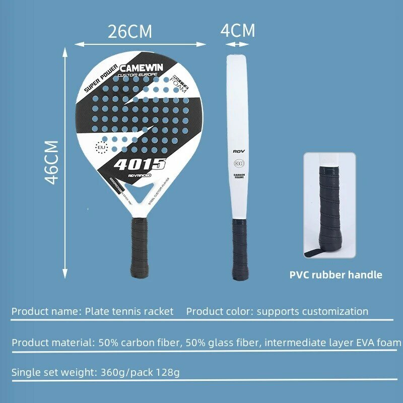 Camewin-raquete de tênis para adultos, fibra de carbono profissional, rosto EVA macio, capa de padel, capa nova, 2021