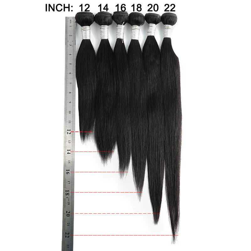 Natural Preto Pacotes de cabelo humano, Remy Indian Hair, Double Weft, osso extensões retas, 12-22 pol, 1PC, 3PCs, 5PCs, 7PCs por lote