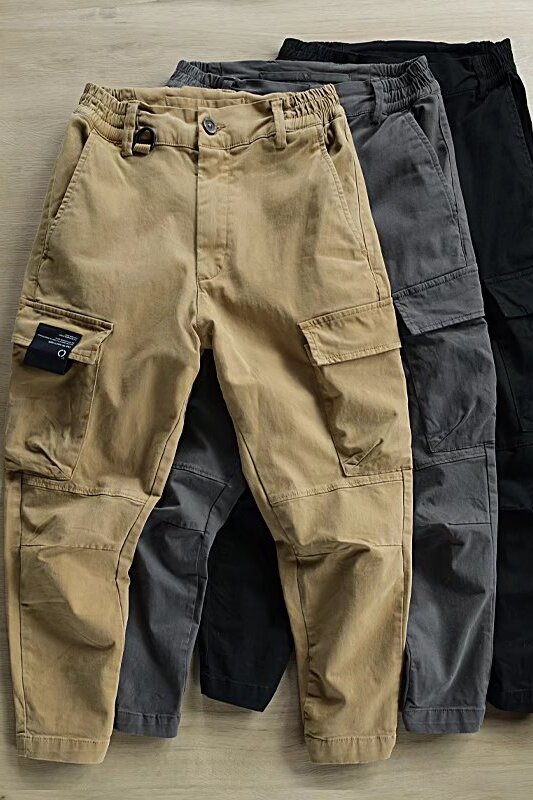 Брюки-карго мужские с эластичным поясом, модные уличные штаны до щиколотки, Свободные повседневные брюки, большие размеры, Z69, весна-лето