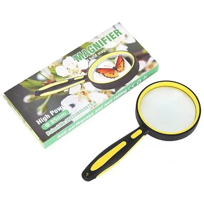 6-10X Magnifying Glass Kids Magnifying Glass  With Non-Slip Rubber Handle Magnifier For Seniors Reading Kids Nature Exploration
