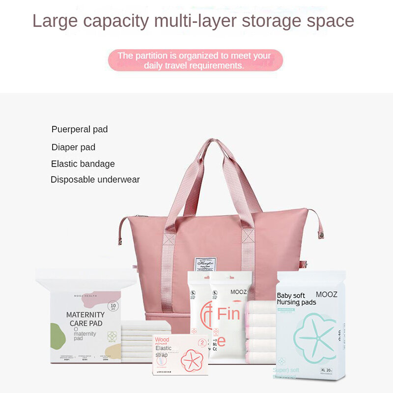 MOOZ tas perjalanan nilon, dapat dilipat uniseks kapasitas besar tas bagasi tahan air tas perjalanan portabel CDC049