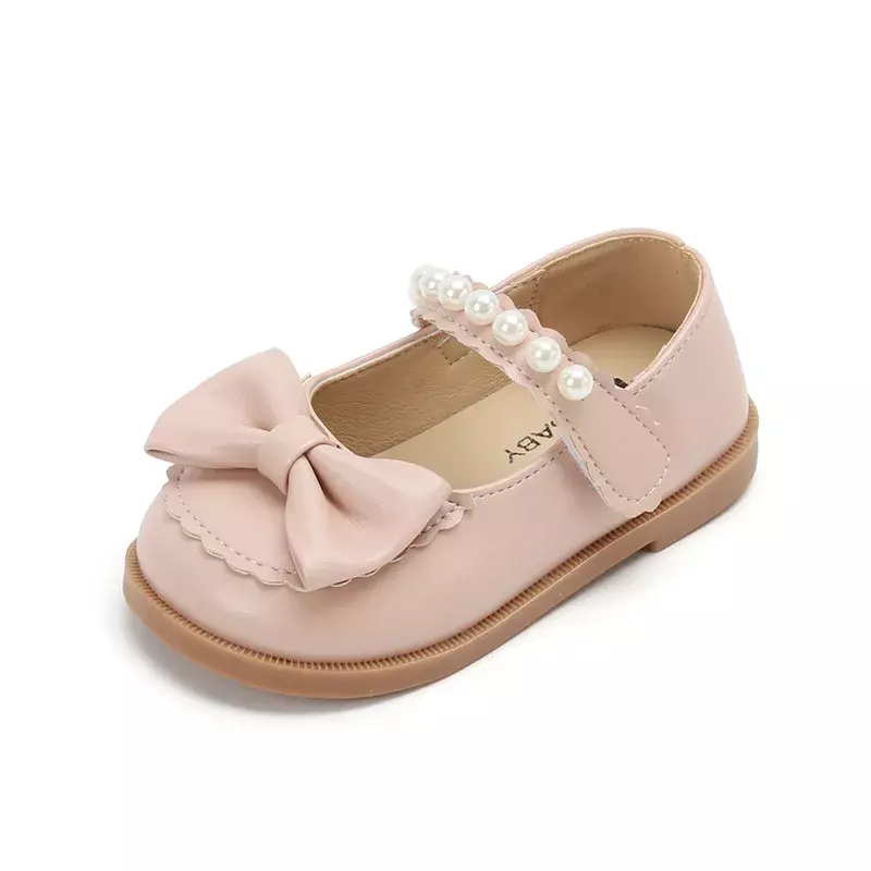 Sapatos de sola macia de couro para menina, sapatos princesa, pérola, moda, para crianças, primavera e outono, h570