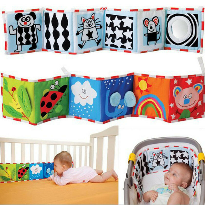 Sensory Cloth Book Baby Toys 0 12 Months Newborn Bed Crib Bumper Black and White Animal Quiet Books Montessori Baby Book Toys