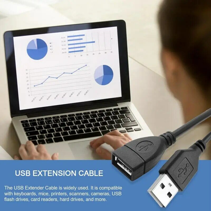 USB Cord Extension Type A Male To Female Extension Cord Durable Fast Data Transfer Compatible With USB Keyboard Mouse Flash