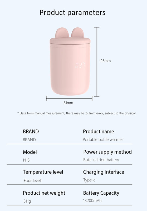 Chauffe-biSantos portable aste USB, chauffe-lait sans fil, arabisateur avec veilleuse circulaire, tout-en-un