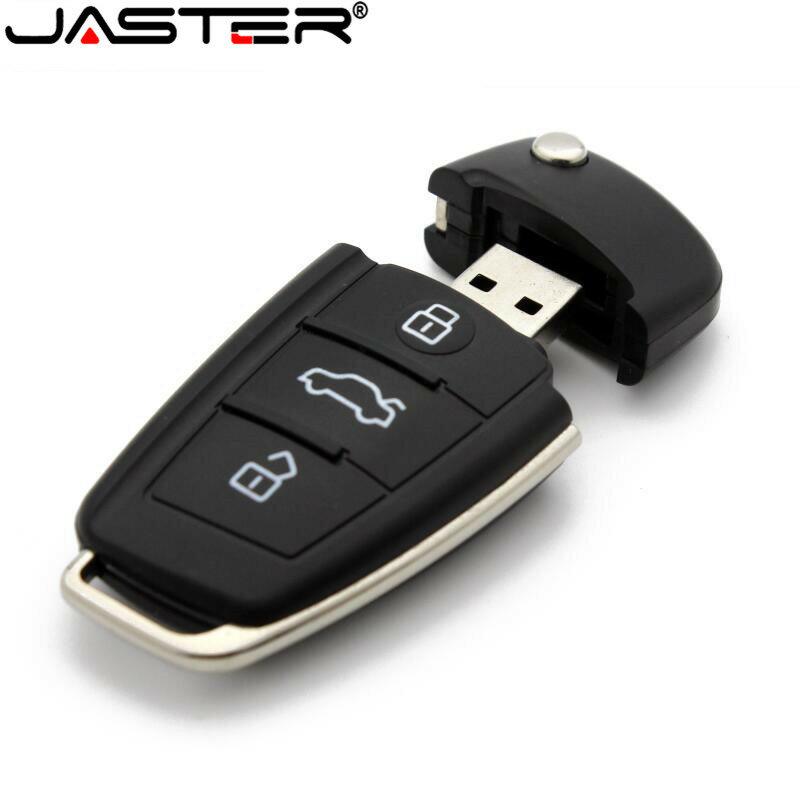 JASTER gantungan kunci mobil, Gantungan Kunci USB Flash Drive 64GB Pen Drive hitam 32GB stik memori plastik Volume 16GB penjualan U Disk 8GB 4GB 128GB