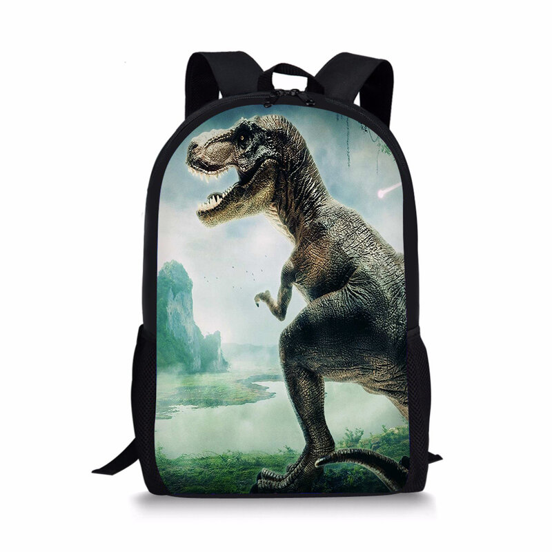 Tas punggung bahu pria motif dinosaurus keren 3D Fashion anak laki-laki anak-anak 2021 tas sekolah siswa Tyrannosaurus remaja
