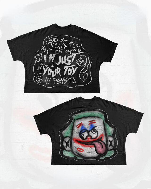 Topy Y2k oversize z nadrukiem T-shirty z nadrukiem Hip Hop Punk męskie i damskie bawełniane topy Harajuku Retro Goth Streetwear