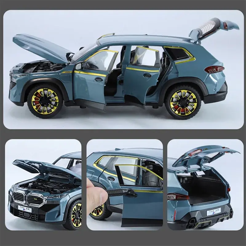 Coche deportivo de aleación BMW XM SUV, vehículo de juguete de Metal fundido a presión, modelo de simulación de sonido y luz, colección de regalo para niños, 1:24