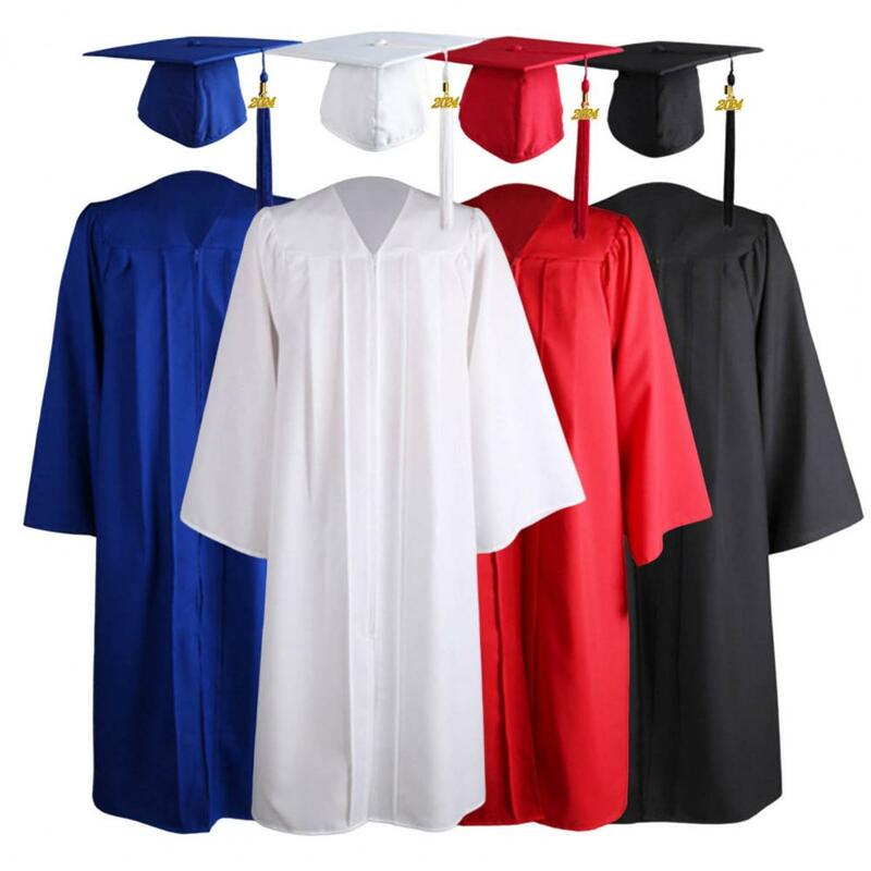 Academic Gown Zipper Solid Color 2023 College Undergraduate Academic Gown Colorfast Graduation Gown Student Supplies