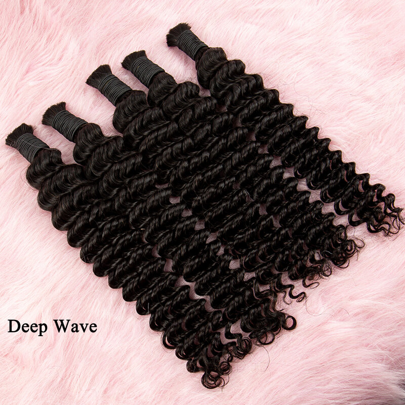 NABI Human Hair Braiding Bundles Water Wave Hair Braids Extension Deep Wave Bulks Curly Virgin Human Hair Bundle for Boho Braids
