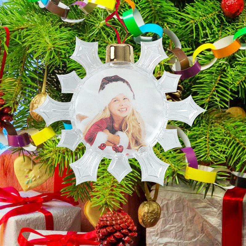 DIY transparente Photo Frame pingente, boneco de neve bola cinco estrelas, Natal árvore pendurada ornamentos, decorações de natal para casa, ano novo