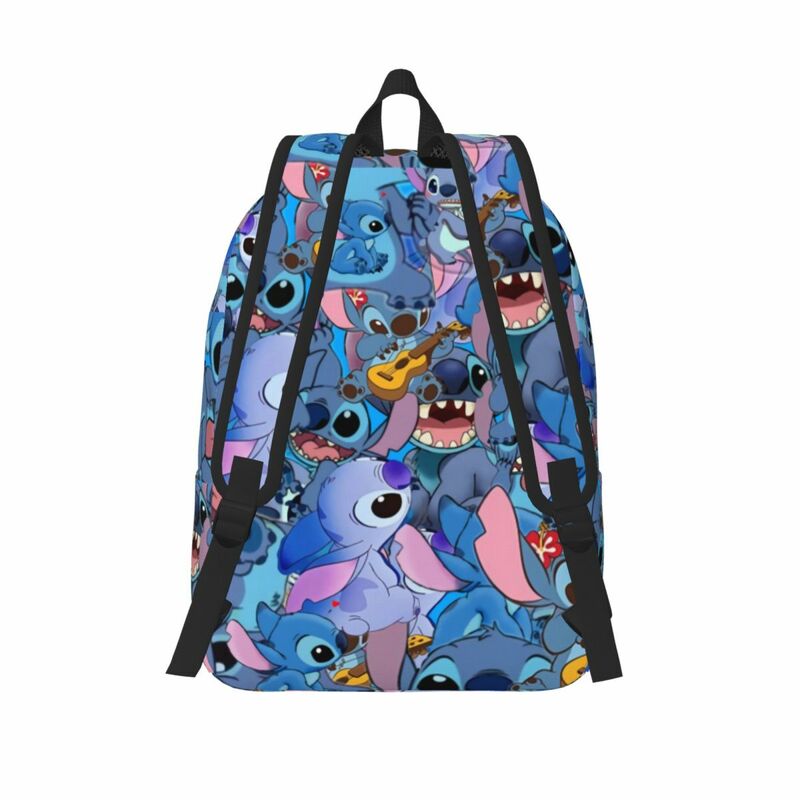 Custom Disney Stitch Guitar Travel Canvas Backpack Women Men School Computer Bookbag College Student Daypack Bags