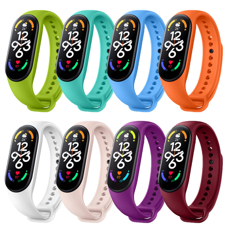 Strap For Xiaomi Mi Band 5 4 3 6 7 nfc Silicone Wristband Bracelet Replacement For Xiaomi Band 4 5 6 7 nfc  Color Sport Strap