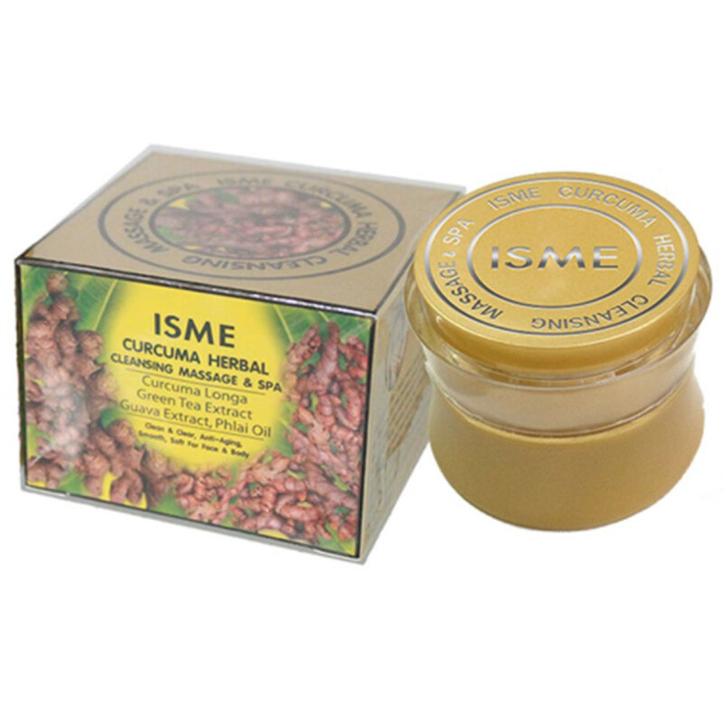 ISME Curcuma krim Spa dan pijat pembersih Herbal 40g, menghilangkan kotoran & kulit mati, anti-penuaan, halus, lembut untuk Wajah & Tubuh