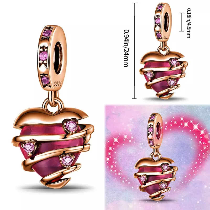 925 Sterling Silver Love Zircon Series Pendants Fit Pandora Women Charms Original Bracelets New in 2024 DIY Party Jewelry Gifts