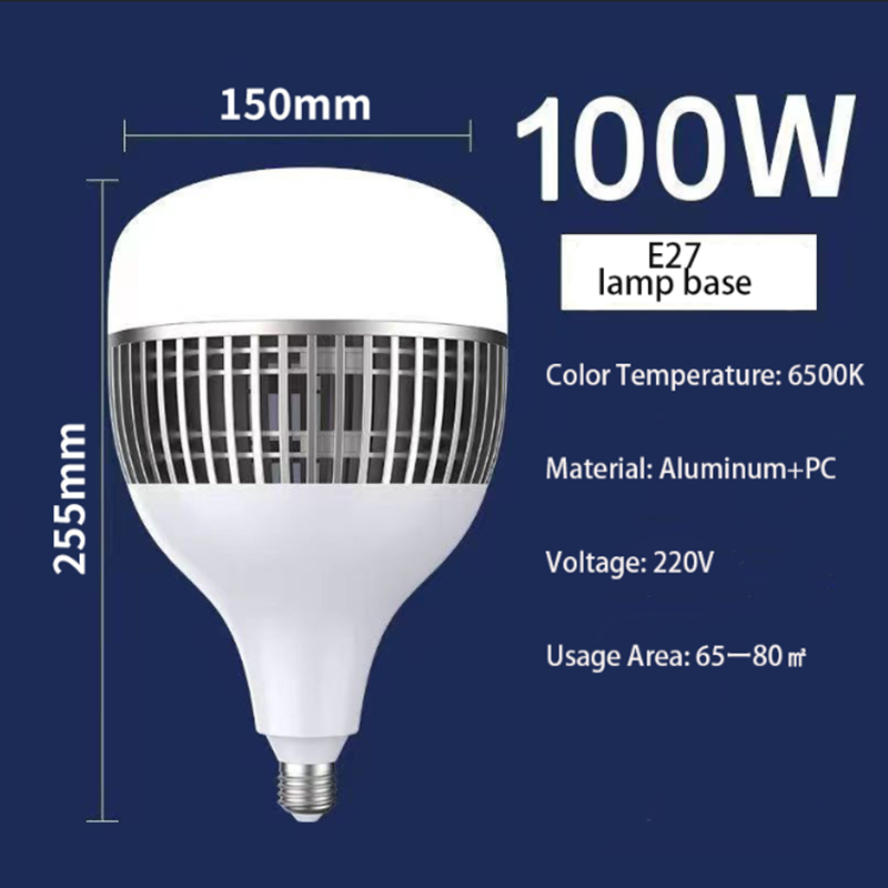 Luminária de lâmpada LED Super Power E27, Iluminação de garagem, Iluminação doméstica, Lâmpadas de alta luminosidade, 220V, 100W, 15x25.5cm, 1Pc
