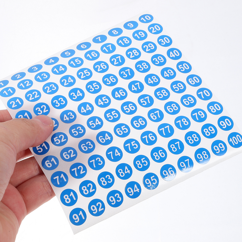 50 Sheets Clothing Round Number Stickers Office Tag Classification Digital Label Copper Plate for Classroom
