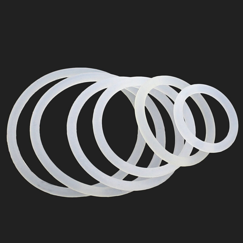 แหวนยางซิลิโคนไนไตรล์โอริงขนาด3-16มม. แหวนซีลสีขาวทนความร้อนเกรดอาหาร CS1-3mm ปะเก็นแบน50ชิ้น