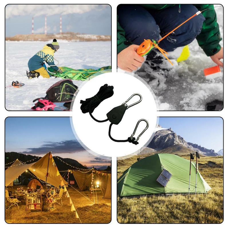 Outdoor Camping Windproof Tent Rope Adjustable Heavy-Duty Rope Ratchet Pulley Rope Indoor Planting Lamp Pulley Hook For Canopy