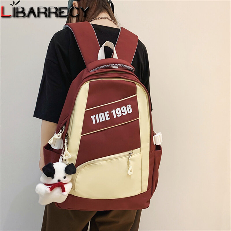 Unisex Patchwork Nylon School Backpack Large Capacity Fashionable Teenagers Laptop Bag Travel Bags for Students Bolsos De Mujer