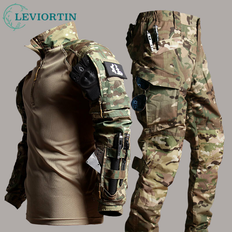 Fato tático de sapo masculino, uniforme das forças especiais, calça masculina, roupa militar, paintball, camisas SWAT, airsoft, ao ar livre