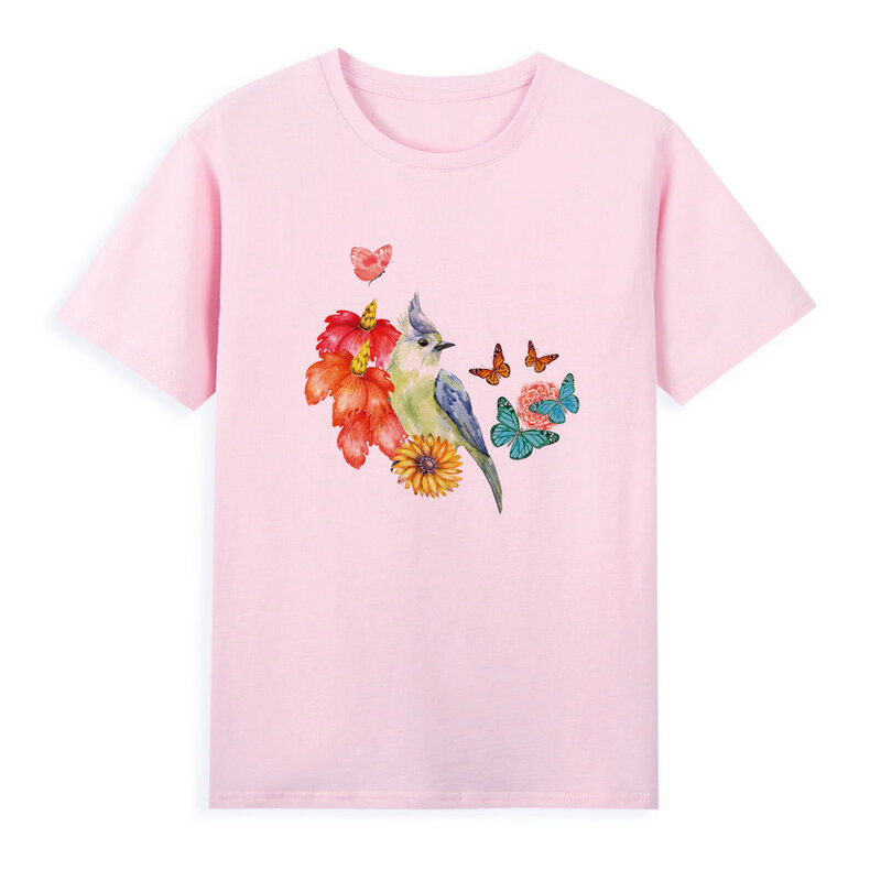 Новые футболки с изображением цветов и птиц и бабочек, Распродажа Летних персональных футболок, высококачественные воздухопроницаемые Топы A041