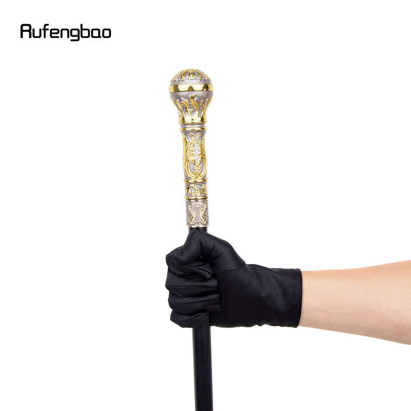 金色の灰色の丸いハンドルが付いたファッショナブルな杖,装飾的なパーティー杖,エレガントな杖,かぎ針編みのノブ,93cm