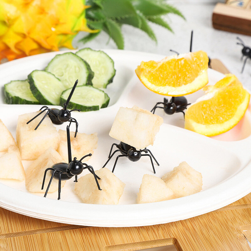 12 buah garpu buah kreatif seperti hidup bentuk semut hewan makanan penutup garpu bahan PP makanan ringan kue pernikahan dekorasi pesta ulang tahun