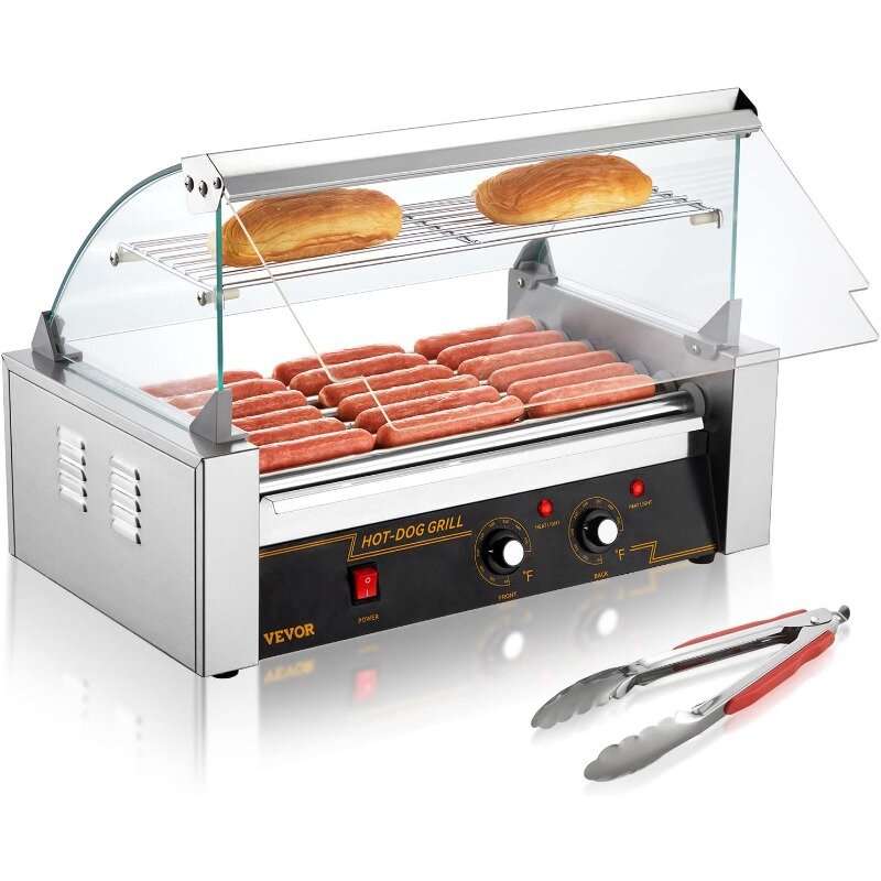 VEVOR-Máquina de fogão inoxidável de salsicha, rolo de cachorro quente, 7 rolos, 18 Hot Dogs Capacidade, 1050W