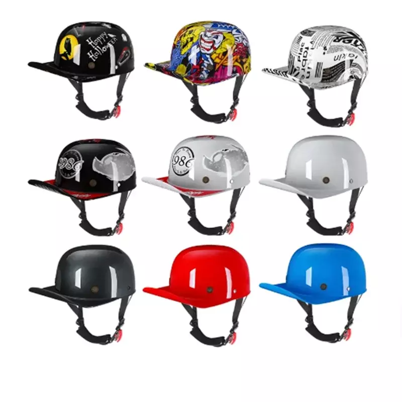 男性と女性のためのビンテージスタイルのオートバイのヘルメット,ハーフフェイスの野球帽,オートバイの帽子,4シーズン,新しい2022
