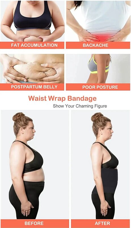 Envoltórios de cintura atualizados para mulheres, envoltório estomacal para gordura da barriga, envoltório corporal Shapewear, plus size