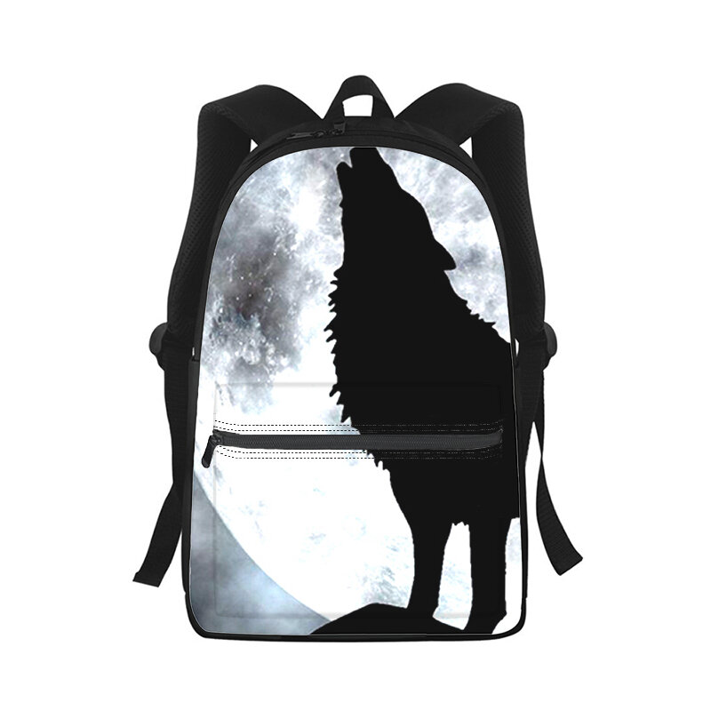격렬한 늑대 남성 여성 배낭, 3D 프린트 패션 학생 학교 가방, 노트북 백팩, 어린이 여행 숄더백