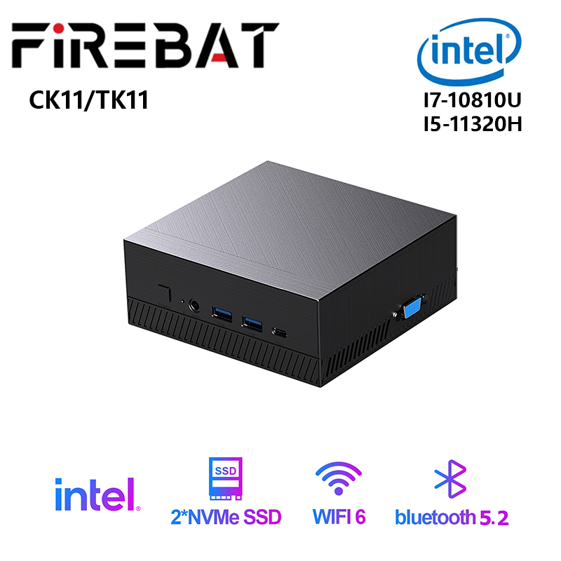 FIREBAT CK11 TK11 Мини-ПК Геймер Intel I7-10810U Windows 11 DDR4 SSD MiniPC WIFI6 BT5.2 Игровой настольный компьютер