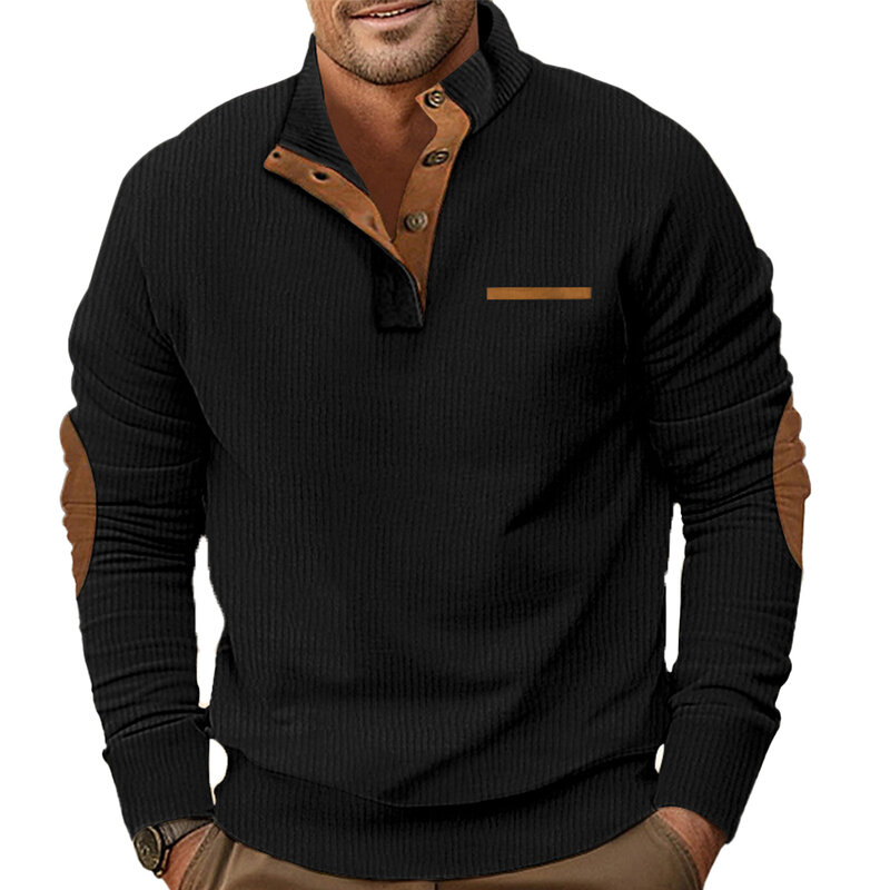 Baggy-Camisola masculina com gola alta, pulôver de manga comprida, top esportivo ao ar livre, tecido poliéster, preto, marinho, vermelho, damasco, branco