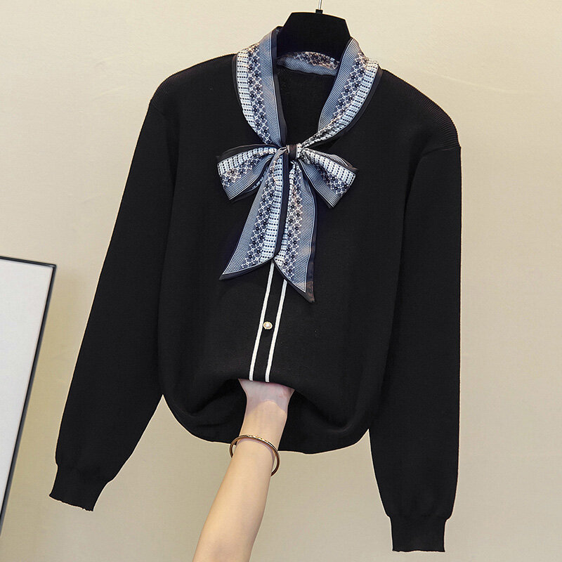 Plus Size L -4XL modny kardigan dla kobiet z długim rękawem dekoltem w szpic koreański sweter kobiet bluzki z dzianiny darmowa wysyłka odzieży y2k
