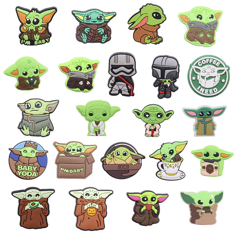 Sell Retail 1-22pcs PVC Shoe Charms Star Wars Baby Yoda Mandalorian Accessories Shoes Buckles For Wristbands Party Present