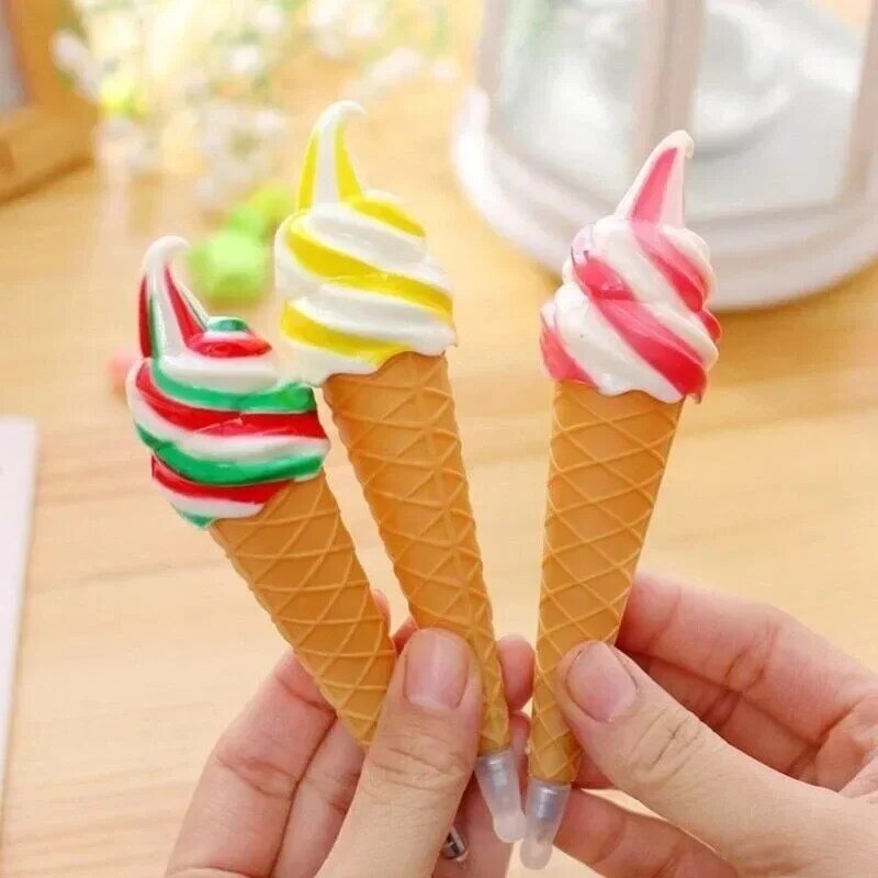 2pcs Set Ice Cream Cute Ballpoint Pen Gel Student Office Stationery Gift School Writing Supplies Kawaii Stationery Random Color