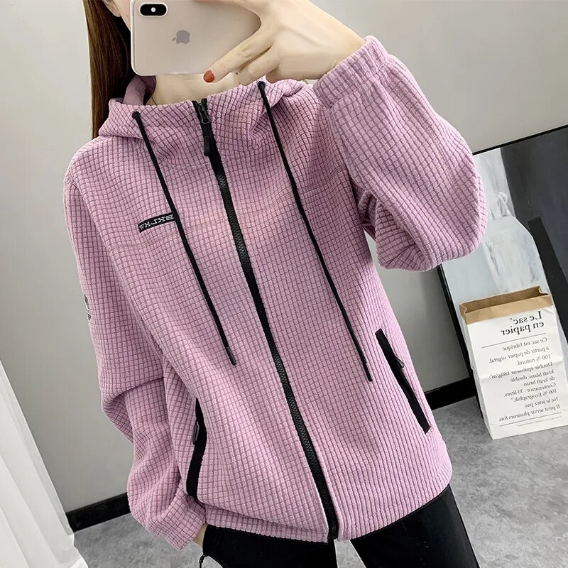 2024 Female Advanced Outdoor Fleece Jacket For Women's New Autumn Winter Plush And Thick Insulation Cardigan, Loose Casual Top