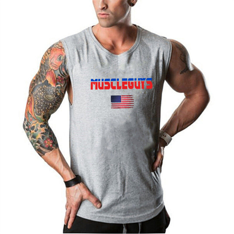 Gym Bodybuilding Men Cotton Sleeveless Tank Tops Summer Casual Fashion Comfortable Breathable Cool Feeling Muscle Slim Clothing