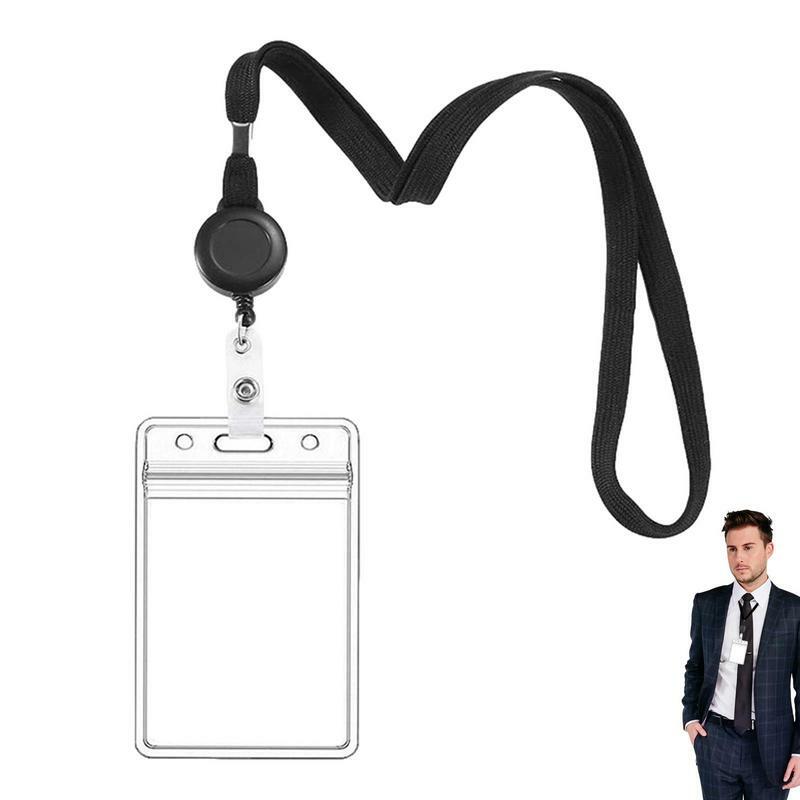Vertical ID Badge Holder Clear Name Tag Holder Office Supply Card Badge Holder For Credit Cards Hotel Key Cards Lanyards